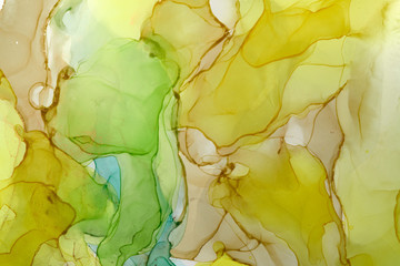  Abstract colorful background, wallpaper. Mixing acrylic paints. Modern art. Paint marble texture. Alcohol ink colors  translucent