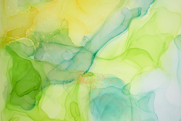  Abstract colorful background, wallpaper. Mixing acrylic paints. Modern art. Paint marble texture. Alcohol ink colors  translucent
