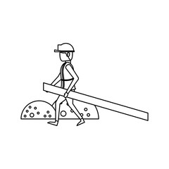 construction architectural engineering work cartoon in black and white