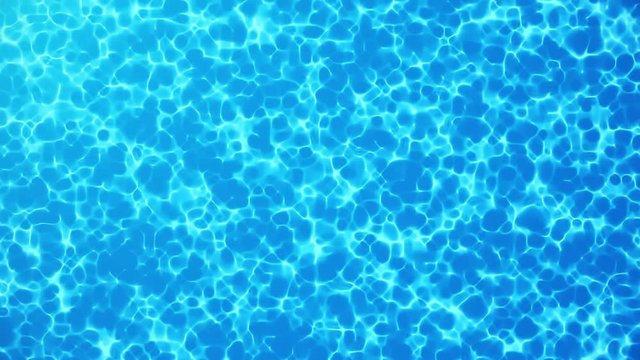 Water caustic backgoround. Pure, clean blue water in the pool. Seamless Loop-able 3D 4K Animation.