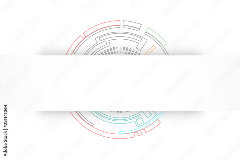 Poster light black and white vector circuit boards stacked on gear, along with communication concepts on a 