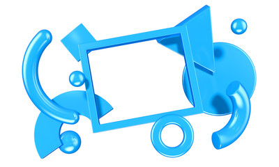 Abstract digital composition with strange shapes and objects