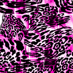 Wildcatfur seamless pattern. Watercolor background. Hand painted illustration