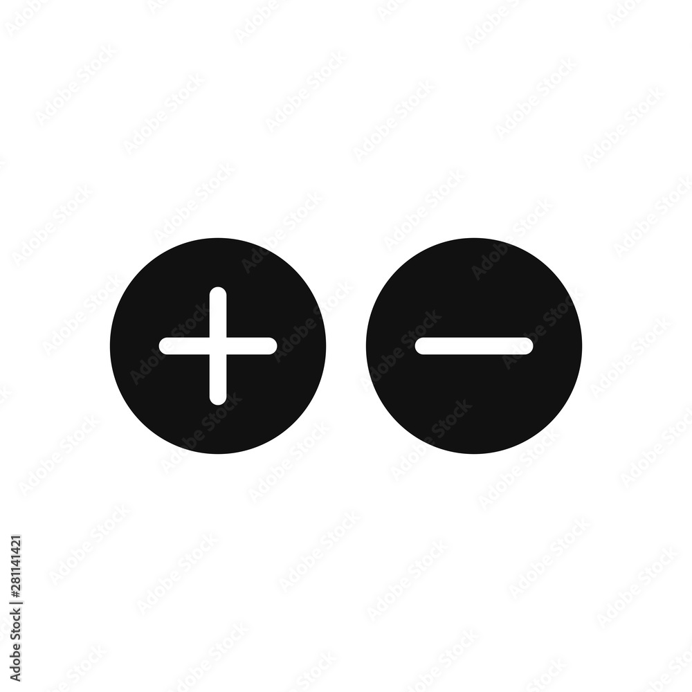Poster plus and minus vector icon in modern design style for web site and mobile app