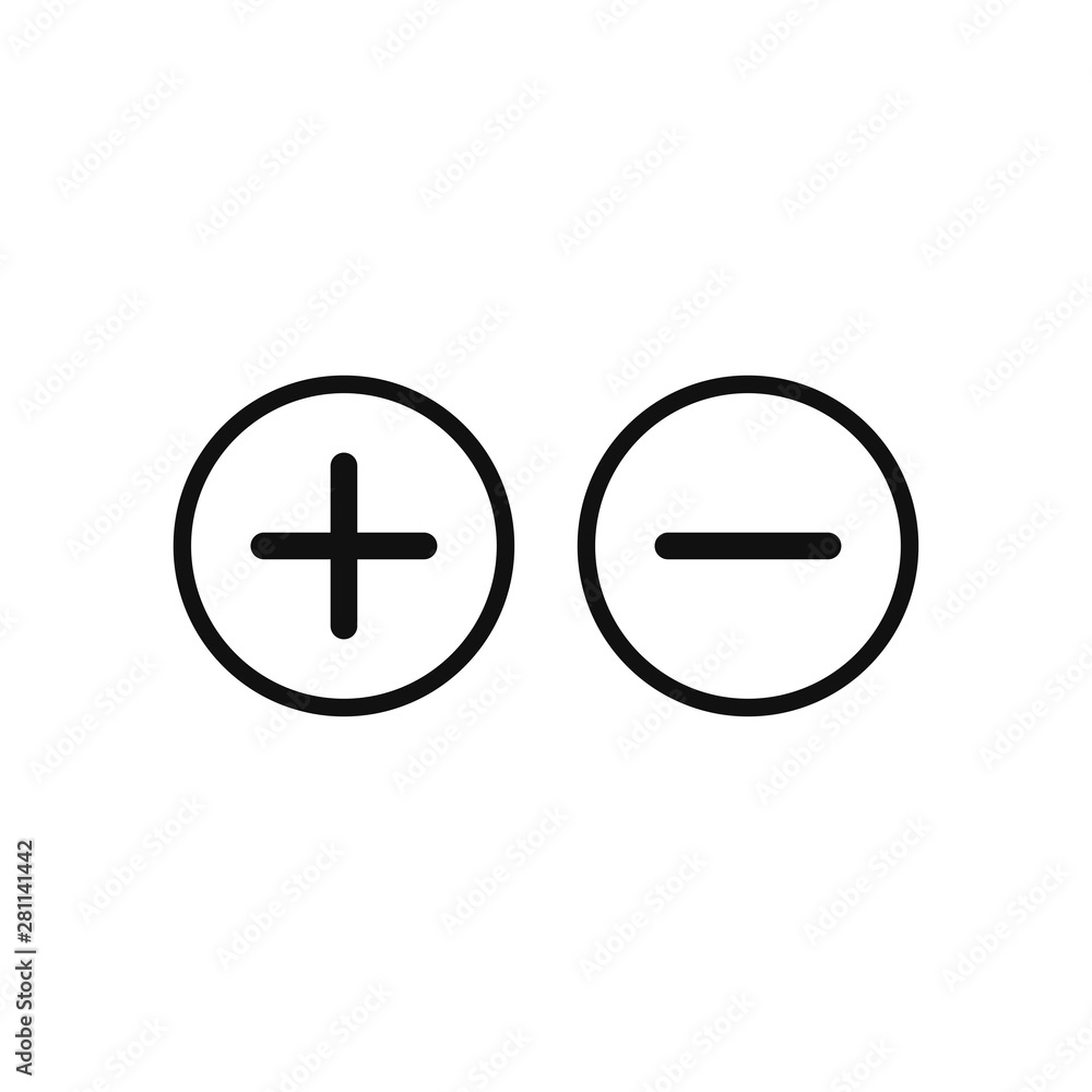 Poster plus and minus vector icon in modern design style for web site and mobile app