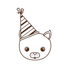 head of cat animal with party hat on white background