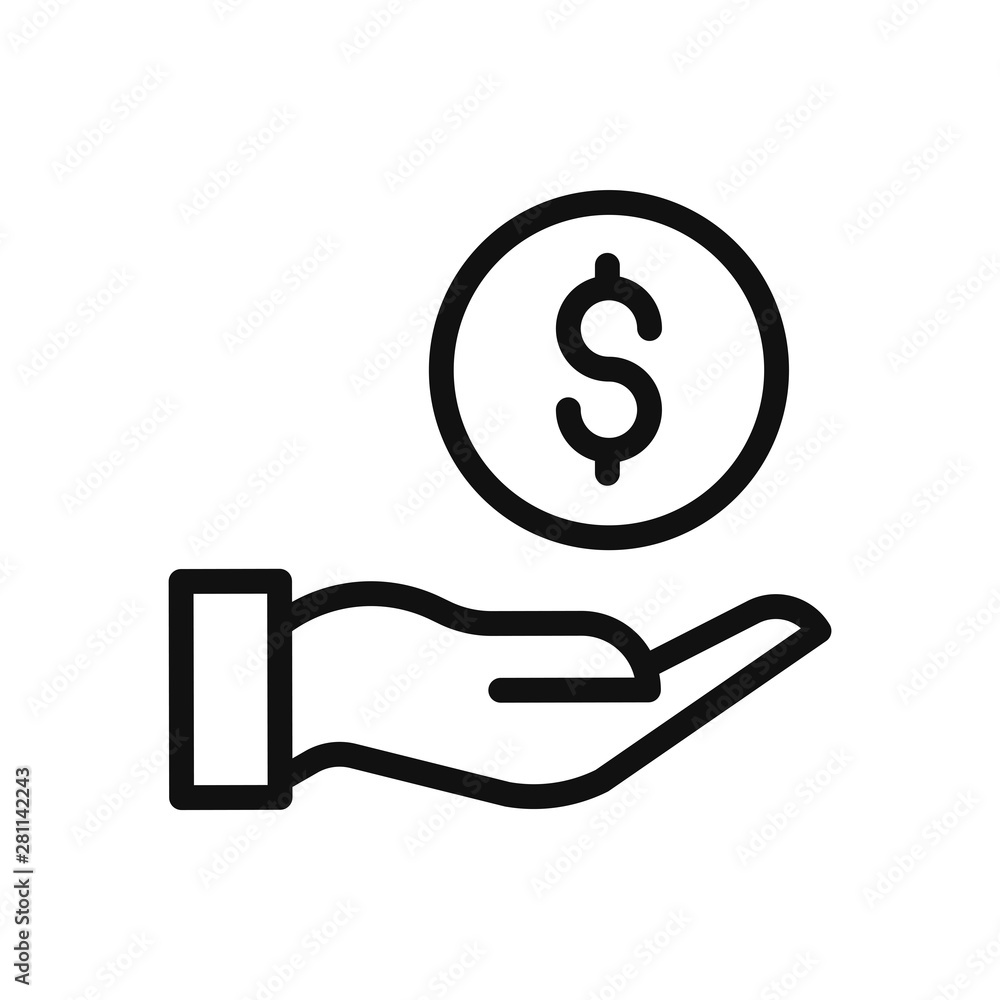 Poster money in hand icon vector. simple money in hand sign in modern design style for web site and mobile 