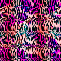 Wildcatfur seamless pattern. Watercolor background. Hand painted illustration