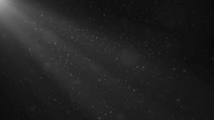 Abstract motion background of shining, sparkling, white particles. Beautiful white floating dust particles with shine light. Seamless Loopable 3D. 4K Animation
