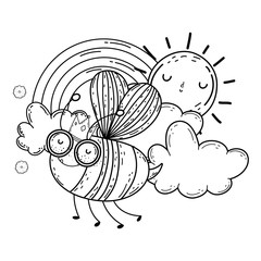 Isolated bee draw cartoon design