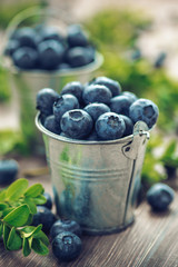 Fresh blueberries background with copy space for your text. Blueberry antioxidant organic superfood in a bowl concept for healthy eating and nutrition