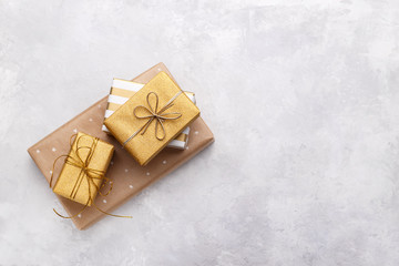 Golden gift boxes