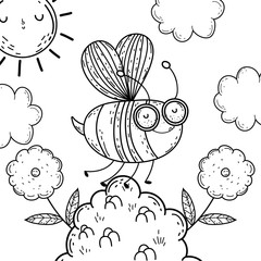 Isolated bee draw cartoon design