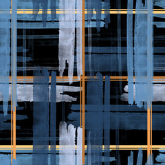 watercolor pattern rose blue , brush stripe plaid