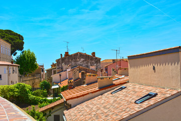 The city of Cannes in France. Beautiful streets and buildings of the old town in the Provence region