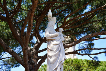 Seagull and Statue of Virgin Mary in Cannes, France. French Riviera photo