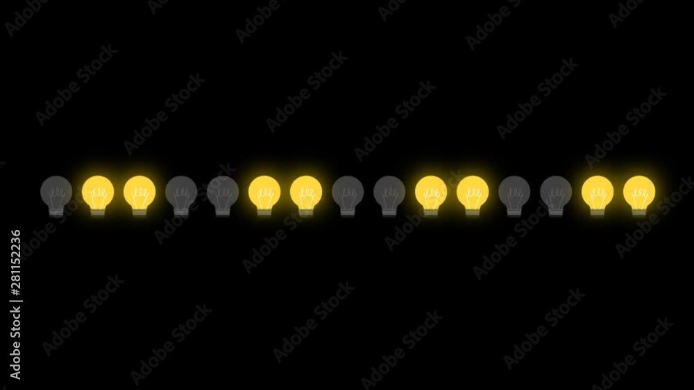 Sticker blinking line of light bulbs in alpha channel