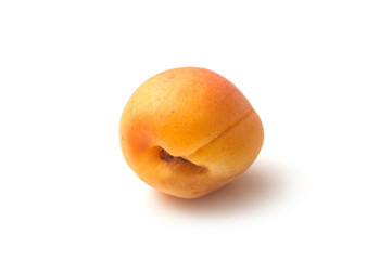 Closeup of organic apricot on white background