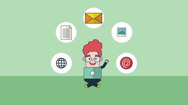 businessman with envelope email and set icons