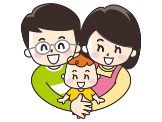 赤ちゃんを包み込む両親