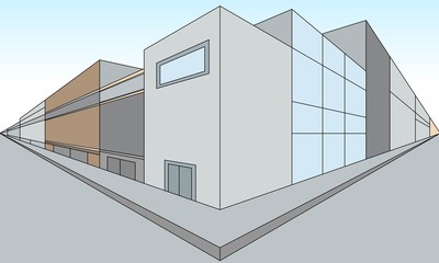 Fototapeta premium two point perspective street scene buildings vector