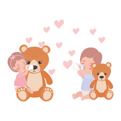 cute little kid playing with lovely animal