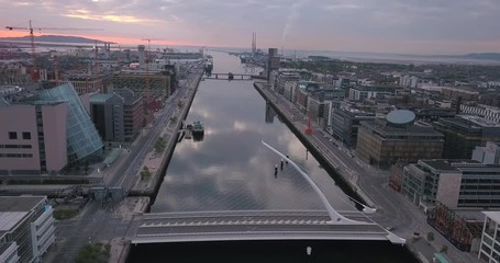 Aerial view of Dublin City in 4K, beautiful morning in the Irish Capital.
