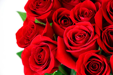 fresh red roses in a bouquet as background