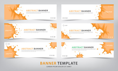 Naklejka premium set of abstract orange banner template, vector illustration