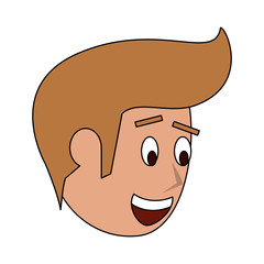 face young man head cartoon