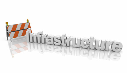 Infrastructure Improvement Project Road Work Barricade Sign 3d Illustration