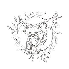 silhouette of fox with garland of background