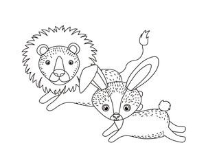 silhouette of animals with garland of background