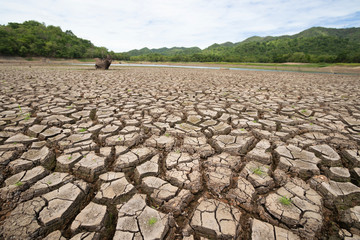 Land with dry and cracked ground because dryness global warming,Global warming background