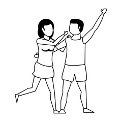 fitness sport exercise lifestyle cartoon in black and white