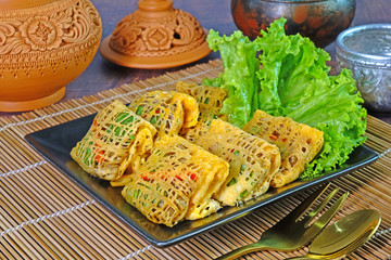Latieng : Royal Thai cuisine. Famous traditional Thai snacks and appetizer name 