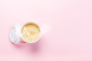 Styrofoam cup with hot coffee