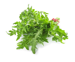 Fresh arugula on white background
