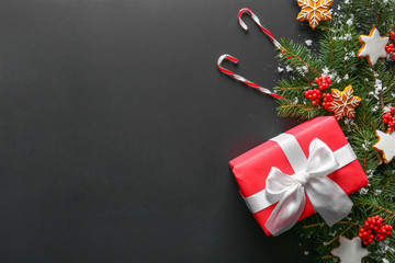 Beautiful Christmas composition on dark background