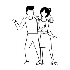 social media network chatting cartoon in black and white