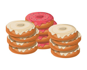 set of bakery donuts fresh and delicious