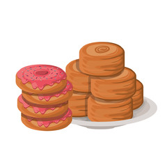 set of delicious and fresh bakery cakes