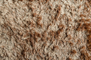 Brown fabric carpet with long pile texture