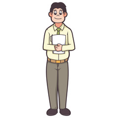 the employee's character is carrying paper