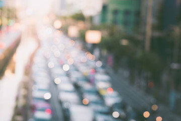 Abstract blur of traffic jam in the city Bangkok Thailand