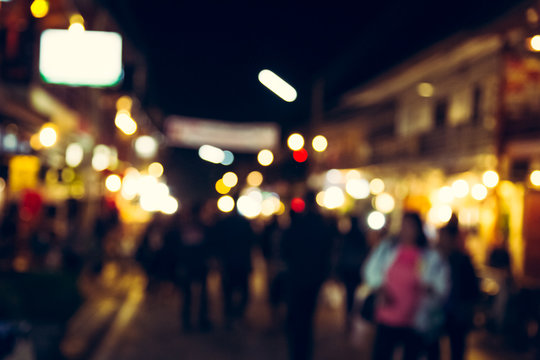 Blur with bokeh of night market at the city