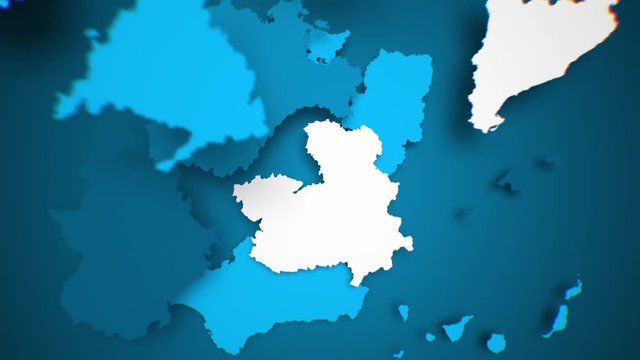 Motion Graphics Animated Map of Spain Forming - Blue