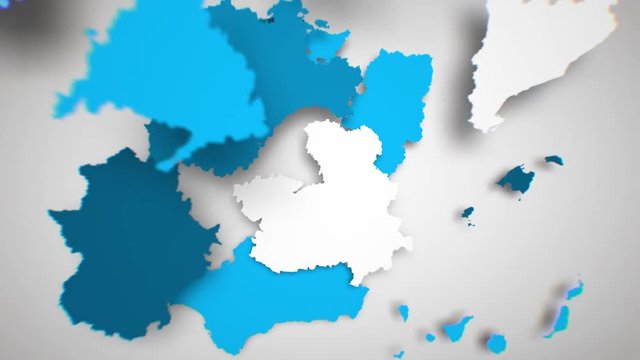 Motion Graphics Animated Map of Spain Forming - White