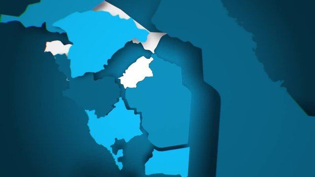 Motion Graphics Animated Map of Saudi Arabia Forming - Blue