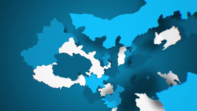 Motion Graphics Animated Map of China Forming - Blue